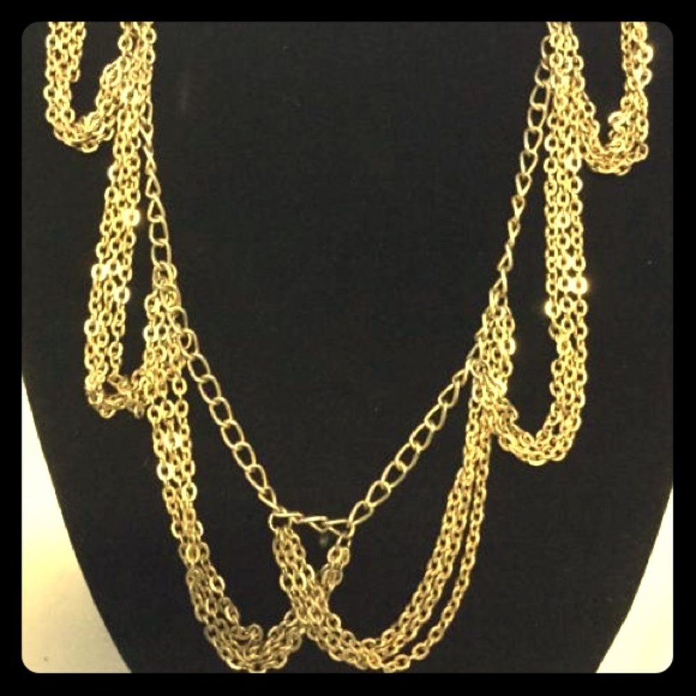 Vtg Goldtone Multi Strand Festoon style necklace